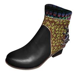 Stiefeletten Damen mit Absatz Frauen Ankle Boots Klassische Chelsea Boots Cowboystiefel Freizeit Gummistiefel Reitstiefel Winterstiefel Damenstiefel Kurzstiefel Halbstiefel Gartenschuhe Damenschuhe von Xiangdanful