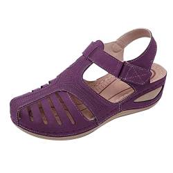 Xiangdanful Sandalen Damen Sommer Flach Orthopädische Sandalen Damen Bequem Elegant Vorne Geschlossen Sandaletten Freizeitsandale Sommerschuhe Schuhe Frauen Outdoor von Xiangdanful