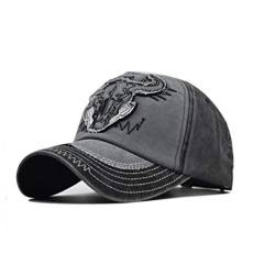 XibeiTrade Vintage Bull Stickerei Baseball Cap Herren Damen Baumwolle Outdoor Street Golf Hut Gr. M, Schwarz von XibeiTrade