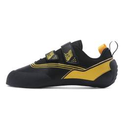 XingGYY Boulderschuhe Herren Damen,Kinder Boulderschuhe Wanderschuhe mit Doppelriemenverschluss - Leichte,atmungsaktive Kletterschuhe Geeignet für Jugendliche und Kinder (Black and Yellow,35) von XingGYY