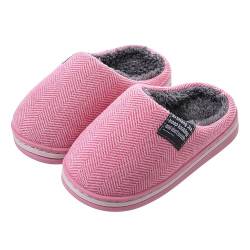 XingGYY Winter Hausschuhe für Kinder Erwachsene Mädchen Jungen Plüsch Pantoffeln Damen Warme Gefüttert Pantoletten Herren Slipper (Rosa,34/35 EU) von XingGYY