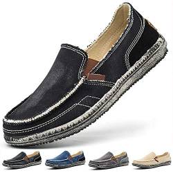 Xinghuanhua Herren Espadrilles Freizeitschuhe Segeltuch Faulenzer Schlupfen Flache Freizeitschuhe Erbsen Schuhe Fahrschuhe Bootsdeck Schuhe Halbschuhe(Schwarz, Numeric_40) von Xinghuanhua