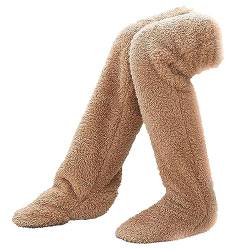 1 Paar Plüsch Pantoffel Strümpfe Pelz lange Beinwärmer für Frauen Männer über Knie hoch Fuzzy Socken Winter Home Schlafen Socken von Xistuoz