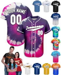 Personalisiert Baseball Trikot mit Namen T-Shirt Personalisierte Herren-Sporthemden Schnelltrocknend Atmungsaktiv Kurzärmelig für Damen Kinder, S-4XL von Xiuyours