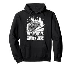 Merry Rides Winter Vibes Weihnachten Schneemobil Reiten Weihnachtsmann Pullover Hoodie von Xmas Snowmobiling Lover Winter Kids Men Women Tees