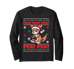 Funny Kangaroo Gamer Pew Videospiel Ugly Christmas Boys Kids Langarmshirt von XmasByAxisone2024