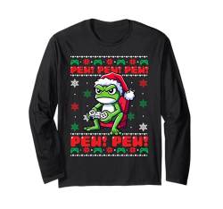 Lustiger Frosch Gamer Pew Videospiel hässliche Weihnachten Jungen Kinder Langarmshirt von XmasByAxisone2024