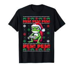 Lustiger Frosch Gamer Pew Videospiel hässliche Weihnachten Jungen Kinder T-Shirt von XmasByAxisone2024