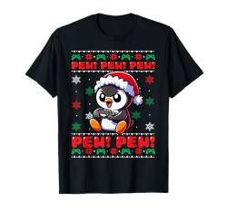 Lustiges Pinguin-Gamer Pew Videospiel hässliche Weihnachten Jungen Kinder T-Shirt von XmasByAxisone2024