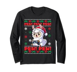 Lustiges Schaf Gamer Pew Videospiel Ugly Christmas Boys Kids Langarmshirt von XmasByAxisone2024