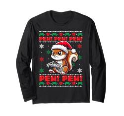 Squirrel Funny Gamer Pew Videospiel Ugly Christmas Boys Kids Langarmshirt von XmasByAxisone2024