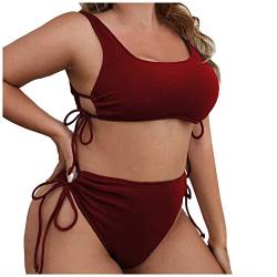 Fat MM New Solid Sexy Plus Size Bikini-Thread-Stoff-Badeanzug Retro von Xmiral