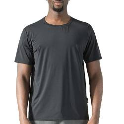 Hochelastisches super atmungsaktives lässiges schnell trocknendes Sport Lauf T Shirt mit kurzen Ärmeln Herren Bodysuit Janker Herren (L,Schwarz-D) von Xmiral