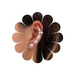 Xmsrn Vintage Kristall Perle Ohr Manschette Ohrringe Boho Cz Perle Ohr Wrap Ohrringe Strass Perle Ohr Climber Ohrringe Silber Kristall Perle Clip Manschette Ohrringe Schmuck Für Frauen Und Mädchen von Xmsrn