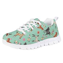 Xoenoiee Kinder-Tennis-Turnschuhe für Jungen und Mädchen, atmungsaktiv, Laufschuh, Wanderschuhe, Pferdeblumen, hellgrün, 32 EU von Xoenoiee