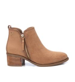 Xti für Damen. 14342001-BEIGE Leder-Stiefeletten 143420 beige (36), 3 bis 5 cm, Wildleder, Reißverschluss, Lässig von Xti