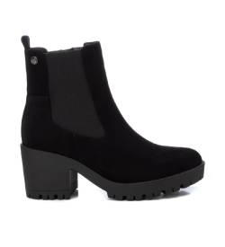 Xti für Damen. 143508 Basic Leder-Stiefelette 143508 Schwarz (39), 5 bis 8 cm, Reißverschluss, Lässig von Xti