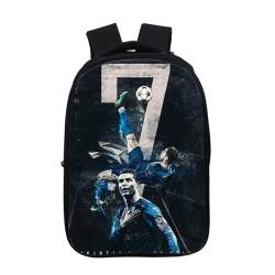 Xuejia Fußball R-o-n-a-l-d-o Rucksack mit peripherem Muster Campus Student Schultasche Vollfarbiger Rucksack Doppeltasche-Muster 22_14,5 Zoll Doppelschicht von Xuejia