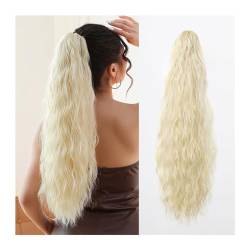 Pferdeschwanzverlängerung Natürlicher, flauschiger Pferdeschwanz, synthetisches Haarteil for Frauen, silbergrau, blond, Pferdeschwanz-Haarverlängerung, Klauenclip, 61 cm lang, lockig Pferdeschwanz Ext von Xumh2024-3