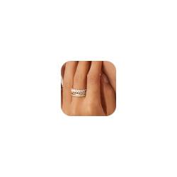 YADOCA 3 Stück Ringe Gold Damen 14K Vergoldet Goldene Ring Set Verlobungsring Frauen Gold Fingerring Daumenring Knuckle Stapelbare Eheringe mit Zirkonia Damen Mädchen Größe 49 von YADOCA