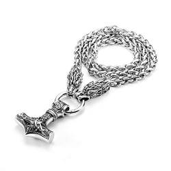 YADOCA Thors Hammer Halskette Wikinger Armbänder Set für Herren Männer Mjolnir Edelstahl Halskette Metall Wolfskopf Kettenschnur Nordische Mythologie Herren Pagan Schmuck von YADOCA