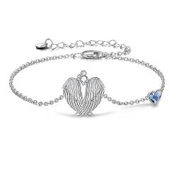 YAFEINI Engel Flügel Armband 925 Sterling Silber Schutzengel Flügel Herz Armbänder Flügel Schmuck Für Frauen Mädchen Schmuck Geschenke von YAFEINI