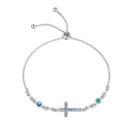 YAFEINI Kreuz Armband für Damen Sterling Silber Christian Seidweskros Armbänder Danity Religiöse Gliederkette Schmuck Geschenke (Filigranes Kreuzarmband) von YAFEINI