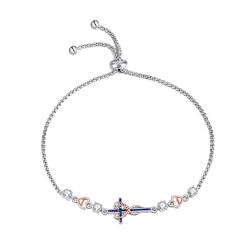 YAFEINI Kreuz Armband für Damen Mädchen Sterling Silber Christian Sideways Faith Cross Armbänder Danity Religiöse Gliederkette Schmuck Geschenke von YAFEINI