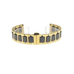 YAGHANG 12 14 16 18 18 20 22 MM Damen Männer Keramik Uhrenarmband Weiche Glatte Füllung Multi-Design Armbandband Edelstahl Gemeinsame Armbänder(Gold-Black,20mm) von YAGHANG