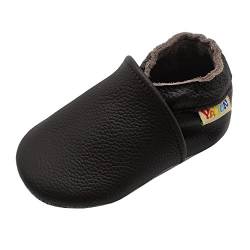 YALION Baby Weicher Leder Lauflernschuhe Krabbelschuhe Babyschuhe Babyhausschuhe (25/26=XXL, Dunkelbraun) von YALION