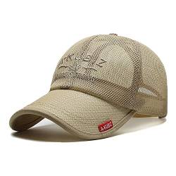 YAMEE Sommer Mesh Baseball Cap für Männer Frauen Trucker Mesh Hut Baseball Hüte Outdoor Sport Running Hut, 202246*Khaki, One size von YAMEE