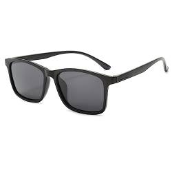 YAMEIZE Polarisierte Sonnenbrille Herren Damen Klassische Rechteck Retro Unisex Fahren Brille für Reise Wandern UV400 Schutz Grau von YAMEIZE