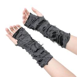 YAMEIZE Y2K Fingerlose Handschuhe Gothic für - Damen Herren Gothic Fingerlose Handschuhe für Halloween Kostüm Party von YAMEIZE