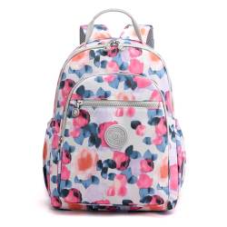 YANAIER Rucksack Damen Cityrucksack Wasserdicht Leichtgewicht Casual Daypack Tagesrucksack Mode Reisen Mädchen Schultaschen Laptop Rucksack Rosa Blume von YANAIER