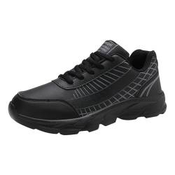 YANFJHV , einfarbig, Mesh, atmungsaktiv, runde Zehenpartie, Schnürschuh, niedriger Schaft, flach Rutschfeste Schuhe Damen Metzgerei (Black, 36) von YANFJHV