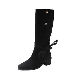 YANFJHV Damen-Schnürstiefel aus für und Winter mit quadratischer Zehenpartie Schuhe Damen Sandalen (Black, 40) von YANFJHV