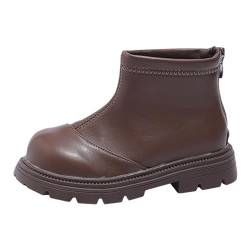 YANFJHV Gummistiefel 26 für, Mädchen, Frontreißverschluss, Cheer-Schuhe, warme, rutschfeste Mary-Jane-Schuhe für den Außenbereich (Brown, 23.5 Infant) von YANFJHV