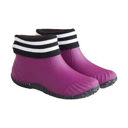 YANFJHV Modische lässige innere hohe Regenschuhe plus Baumwolle abnehmbare weibliche flache rutschfeste äußere multifunktionale Regenstiefel in Röhrenwasserschuhen Schuhe Damen Sneaker (Purple, 37) von YANFJHV