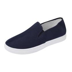 YANFJHV Schuhe Mode Frauen vielseitige flache bequeme Frauen-beiläufige Leinwand Schuhe Mit Absatz Für Damen 37 (Dark Blue, 36) von YANFJHV