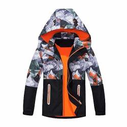 YANFJHV Winterjacke Jungen Wasserdicht Warm: Softshelljacke Übergangsjacke mit Kapuze Outdoorjacke Wanderjacke Winddicht Warm Hoodie Steppjacke Kapuzenjacke Funktionsjacken Kindermantel von YANFJHV