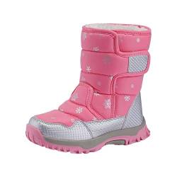 YANFJHV Winterschuhe 28 Boots Outdoor Warm Comfortable Non Slip Mid Calf Padded Small Big Kids Winter Shoes (Pink, 31 Little Child) von YANFJHV