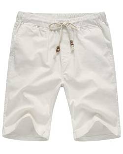 YAOBAOLE Kurze Hosen Herren Leinen Shorts Herren Sommer Leinen Leinen Shorts Herren Weiss Weiß 2XL von YAOBAOLE