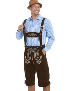 YAOBAOLE Trachtenlederhosen Herren Leinenhose Herren Trachtenlederhosen Für Herren Oktoberfest Hose Herren Dunkelbraun 2XL von YAOBAOLE