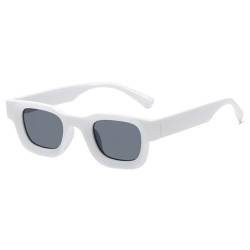 YAOGUI Sonnenbrille für Strandausflüge, Trend, kleiner Rahmen, Sonnenbrille, Erwachsene, Camping, Karneval, Nachtclub, Reisen, Grauer Rahmen mit Weiß von YAOGUI