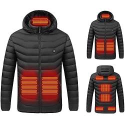 YAOJIWANG 2024 Beheizbare Jacke Unisex Sale, Casual Dicke USB Elektrische Heizjacke Winter Beheizte Kapuzenjacke mit5/9 Heizzonen und 3 Heizstufen Neue Upgrade Outdoor Wintermantel mit Wärmefunktion von YAOJIWANG