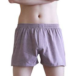 YAOMEI Herren Schlafanzughose Hose Shorts kurz, 2 Stück Baumwolle unterwäsche Boxershorts Nachtwäsche Trunk Pyjamahose verstellbarem Elastik-Bund Schlafen Freizeit (L, Violett) von YAOMEI