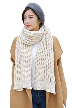 YAOMEI Unisex Damen Herren Gestrickt Schal Schlauchschal, 2020 Winter Feinstrick Halstücher Acryl Stolen Umschlagtücher Schal Warmes Halstuch (Beige) von YAOMEI