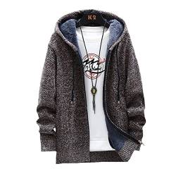 Herren Strickjacke mit Kapuze Fleece Gefüttert Winter Langarm Cardigan Strick Fleecejacke Reißverschluss Hoodie Sweatshirt Jacke Herren Kapuzenjacke Wintermantel Winterjacke für Männer Farbe B M von YAOTT