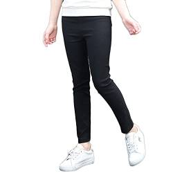 YAOTT Mädchen Leggings Jeans-Optik Lang Hosen Stretch Leggins Hose Elastischen Taille Slim Fit Jeggings Legins Hosen,Schwarz,130 von YAOTT