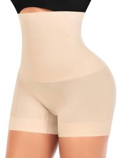 YARRCO Bauchweg Unterhose Damen Shapewear Nahtlose Miederhhose Hohe Taille Kurze Miederpants Body Shaper Leggings Figurformende Unterwäsche (Beige, M) von YARRCO